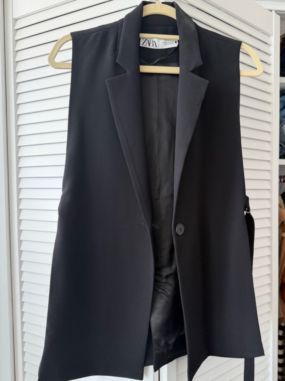 Zara Black Sleeveless Longline Blazer Vest